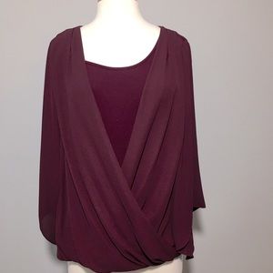 B Design Burgandy Top Bell Sleeves Size M